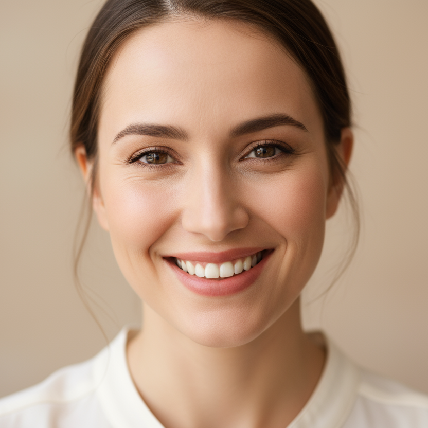 happy woman face, image for review