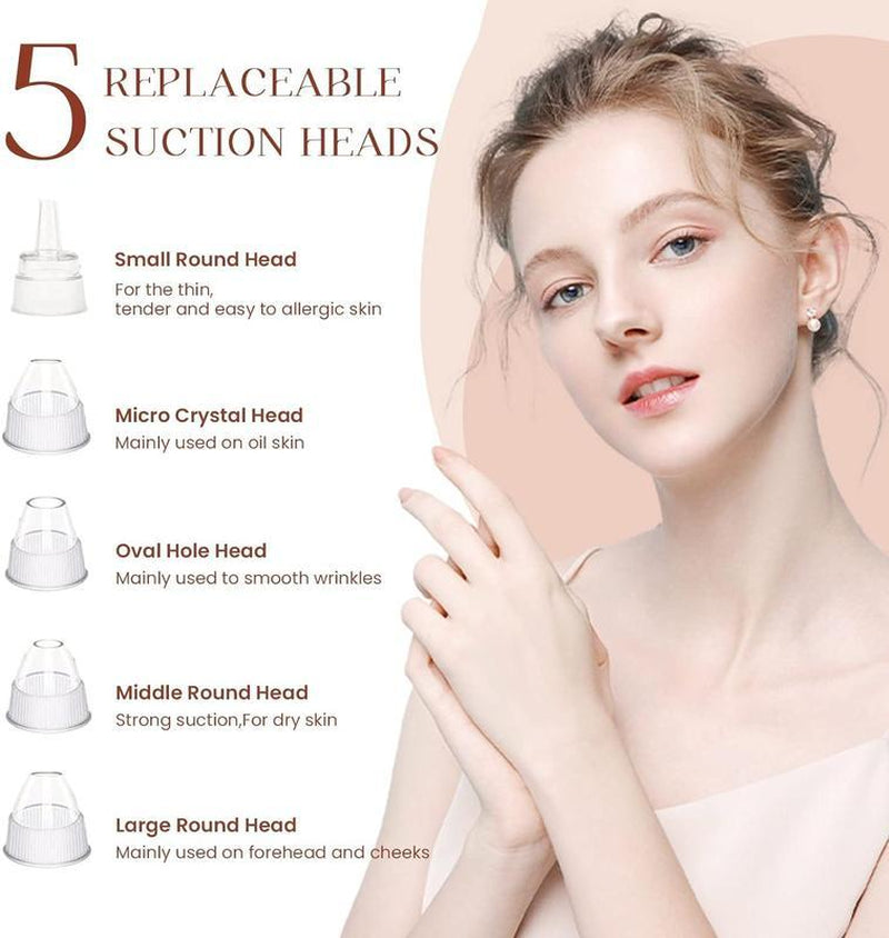 Electric Blackhead Remover Set, 1 Box Multifunctional Facial Pore Cleaner and 5 Probes, USB Rechargeable, Vacuum Facial Pore Cleaner, Facial Beauty Instrument for Women & Men,Ease of Use